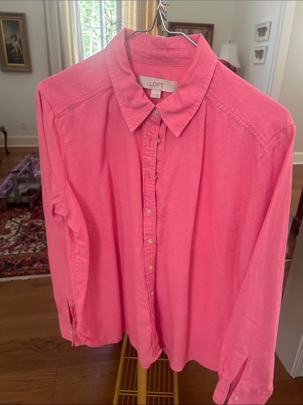 LOFT Bright Pink Button-Down Shirt